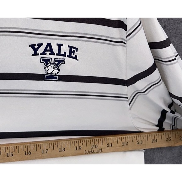 Under Armour Yale Bulldogs Football Polo Mens XL White‎ Gray Striped - Picture 3 of 7